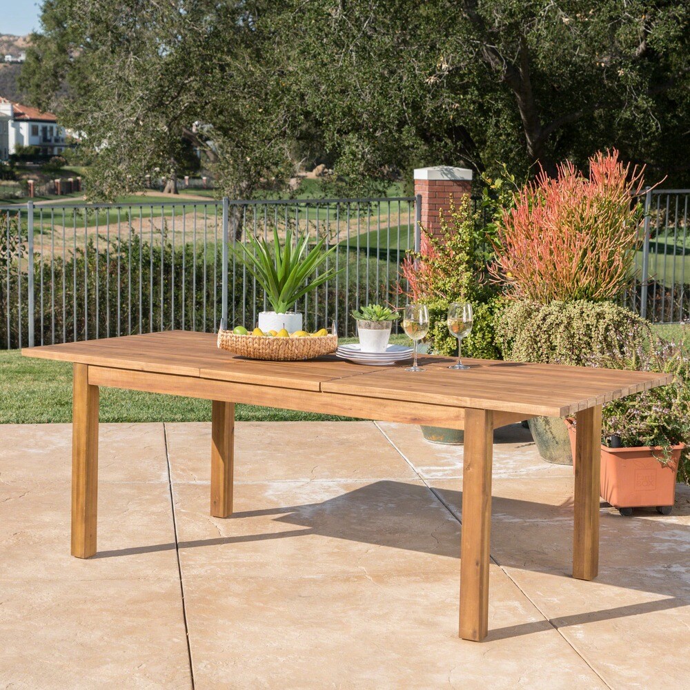 Wilson Outdoor Rectangle Expandable Acacia Wood Dining Table by Christopher Knight Home   36.50\