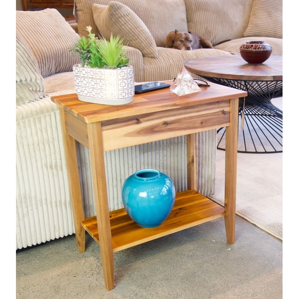 Porch and Den Holly Hill Solid Acacia Recliner End Table