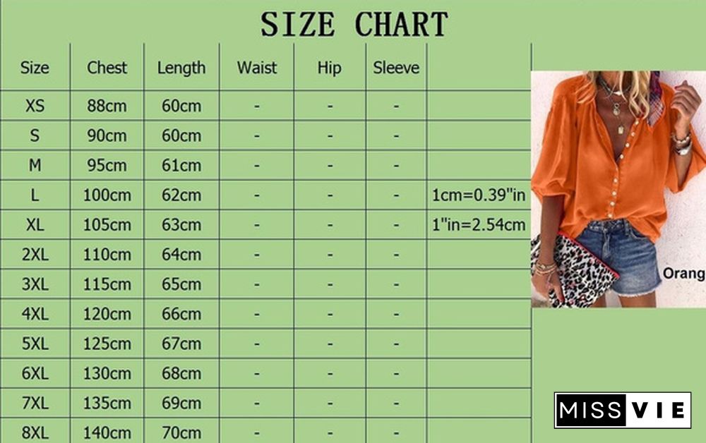 Spring Summer Tops Plus Size Fashion Clothes Women's Causal Long Sleeve Tee Shirts Solid Color Loose T-shirts Ladies Button Up Shirts Deep V-neck Pleated Chiffon Blouses XS-8XL