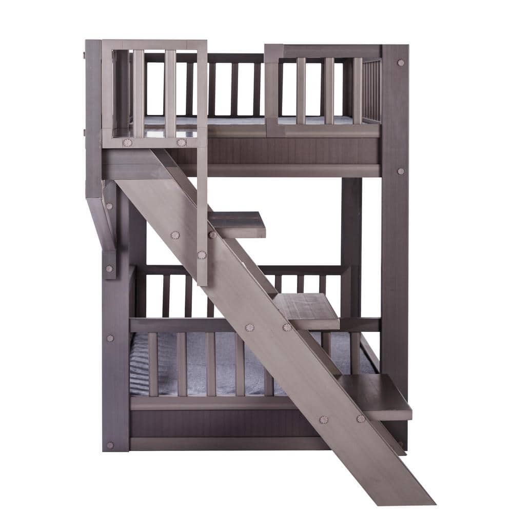 New Age Pet ECOFLEX Large Grey Dog Bunk Bed with Removable Cushions EHBB405