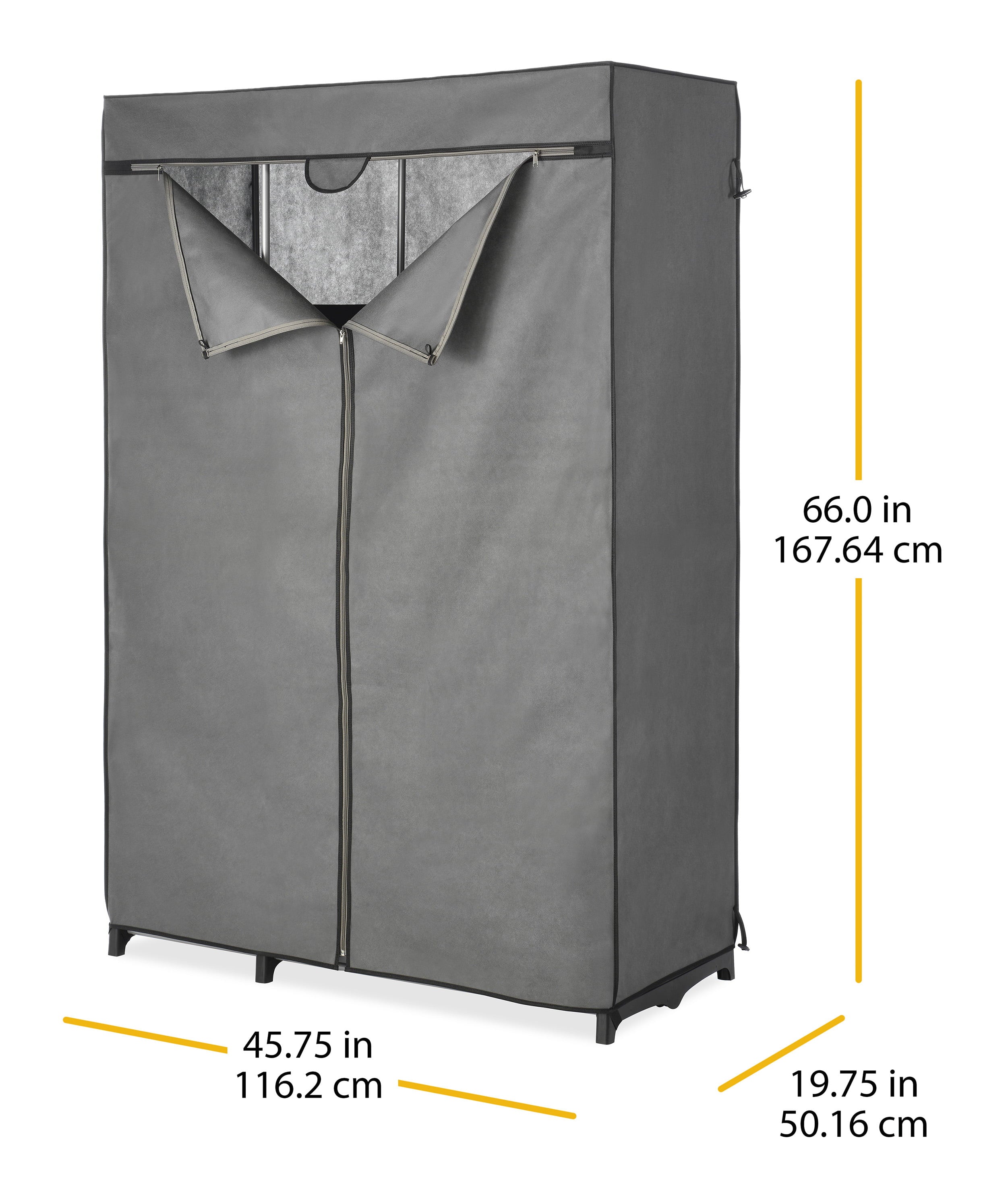 Cover Only for Whitmor 6779-3044 Double Rod Closet (not included) - Heavy Duty Zipper - Gray