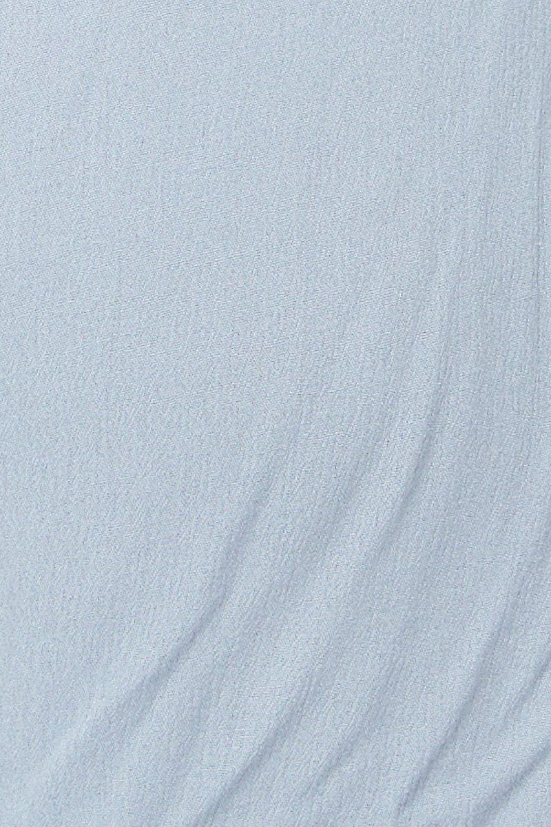 Blue Shorts High Rise Shirred Waist