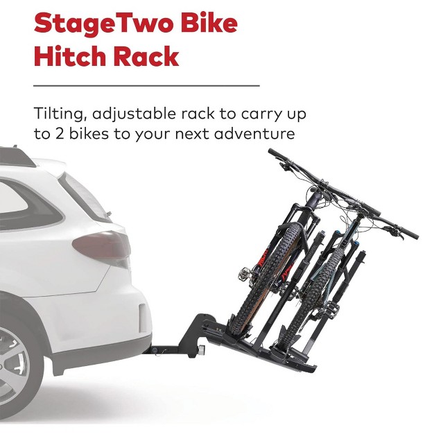 Yakima Stagetwo 2 Inch Premium 4 Bike Tiered Adjustable Tray Hitch Bike Rack Accommodates 52 Inches Wheelbases With Remote Tilt Lever And Sks Locks