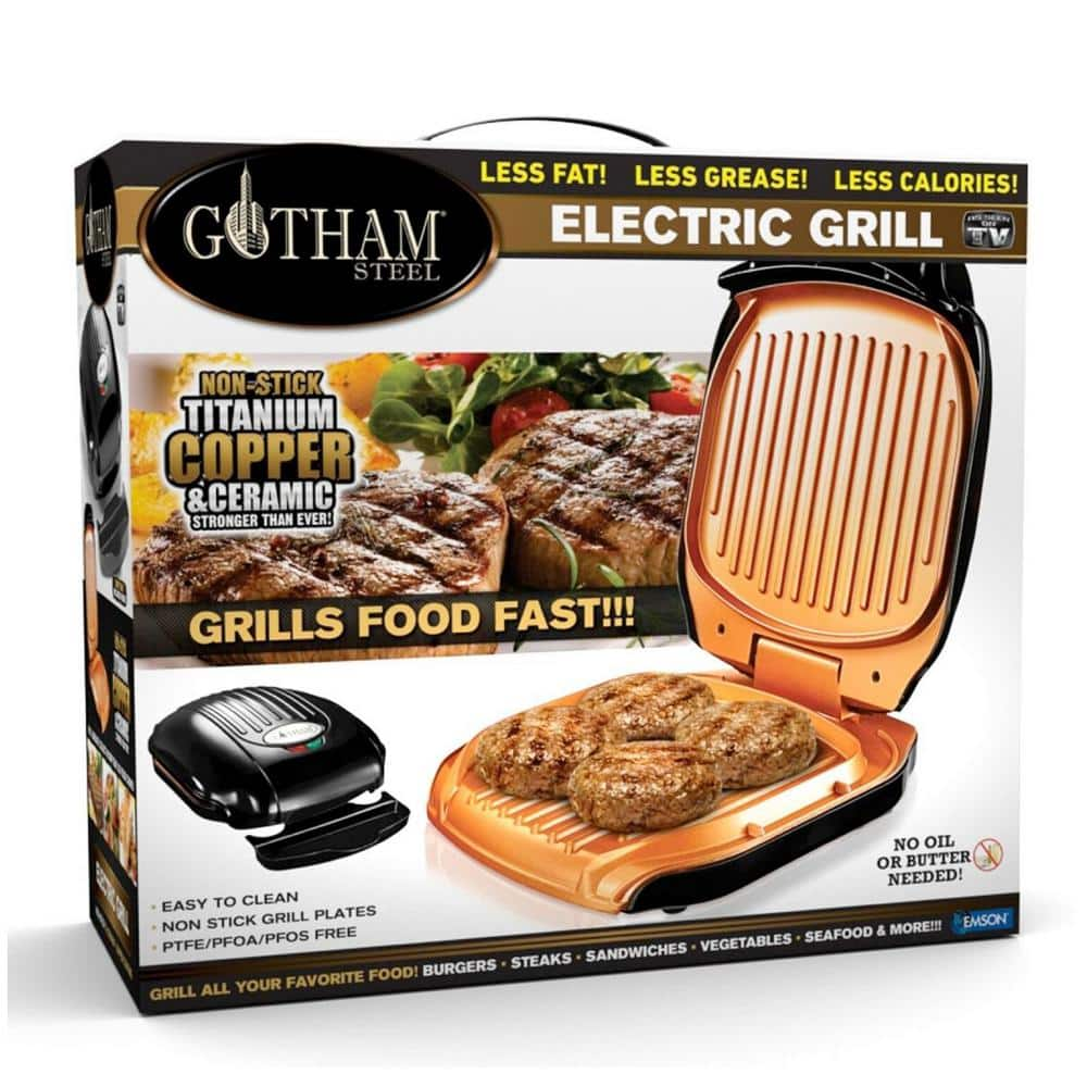 Gotham Steel 72 sq. in. Black Copper Low Fat Indoor Grill 2053