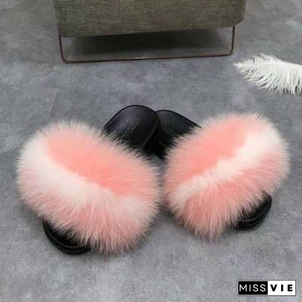 Furry Slippers Flat Half-drag Slippers