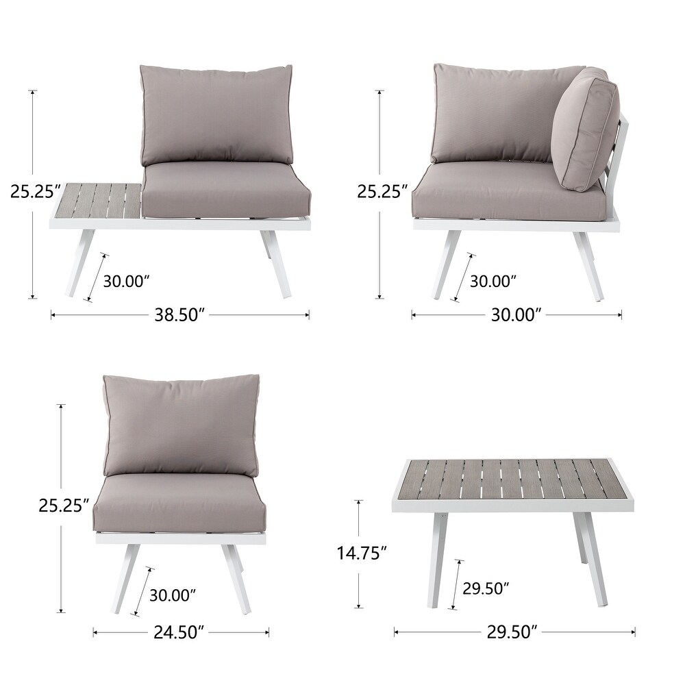 Glitzhome 6 Piece Outdoor Modern Aluminum Sectional Sofa Set