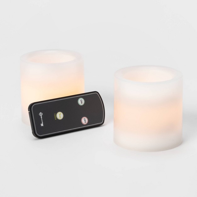 X 3 quot Led Flameless Black Wick Candles White