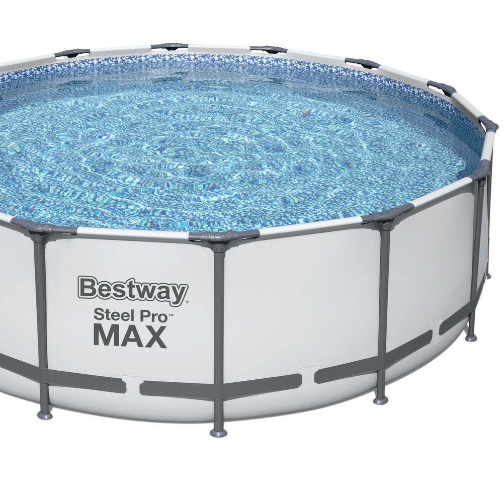 Bestway Steel Pro MAX 168 in. Round 48 in. D Above Ground Swimming Metal Frame Pool Set 5613HE-BW