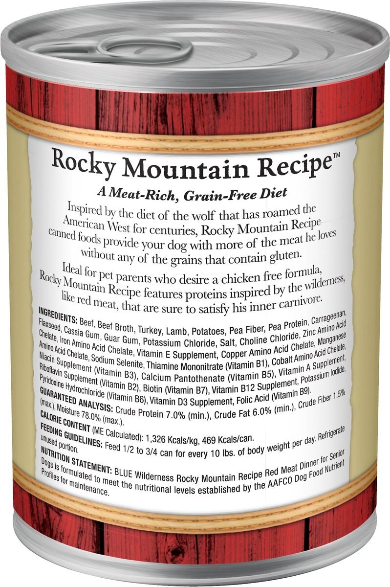 Blue Buffalo Wilderness Rocky Mountain Recipe Red Meat Dinner Senior Grain-Free Canned Dog Food