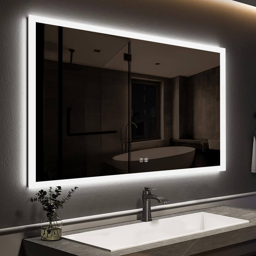 HOMEIBRO 42 in. W x 30 in. H Rectangular Frameless LED Light with 3-Color and Anti-Fog Wall Mounted Bathroom Vanity Mirror MA034230TD-AtoZ