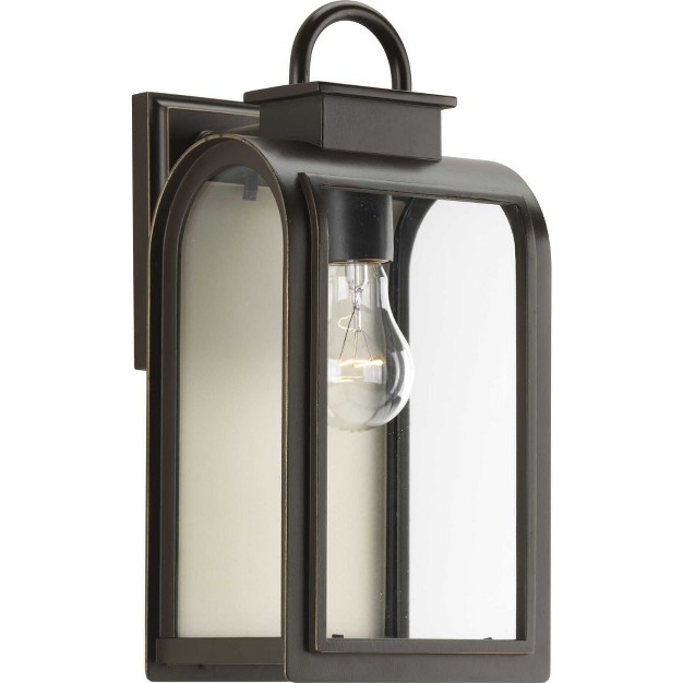 Progress Lighting Refuge 1 light Outdoor Wall Lantern Oil Rubbed Bronze Clear Glass Umber Reflector Panel