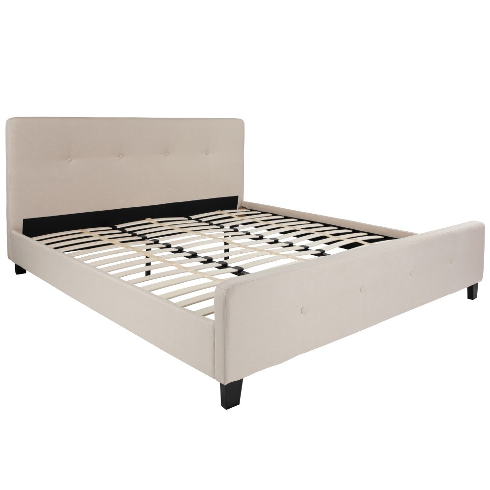 Button Tufted Upholstered Casual Style Platform Bed