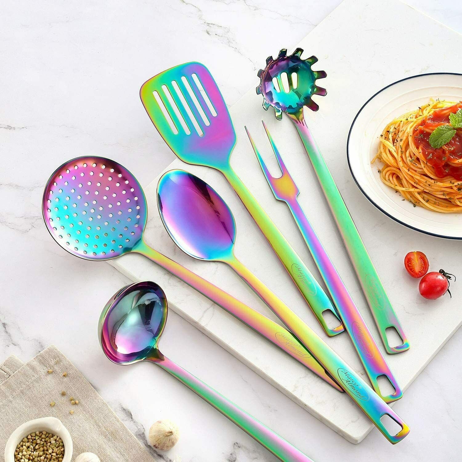 Kitchen Utensils， Kya52 6-Piece Rainbow Cooking Utensil Set Rainbow Kitchen Ac