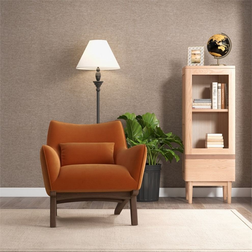 Piedmont Mid Century Modern Furniture Style Orange Velvet Accent Armchair   Midcentury   Armchairs And Accent Chairs   by Homesquare  Houzz