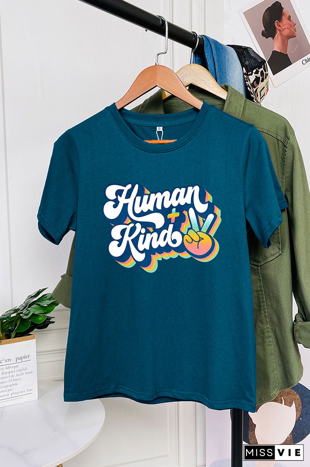 Human Plus Kind Peace Sign Short Sleeve Graphic Tee Wholesale