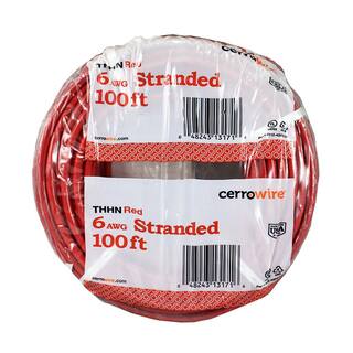 Cerrowire 100 ft. 6 Gauge Red Stranded Copper THHN Wire 112-4203CR