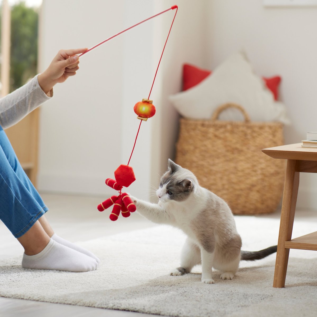 Frisco Lunar New Year Firecracker and Lantern Teaser Cat Toy with Catnip