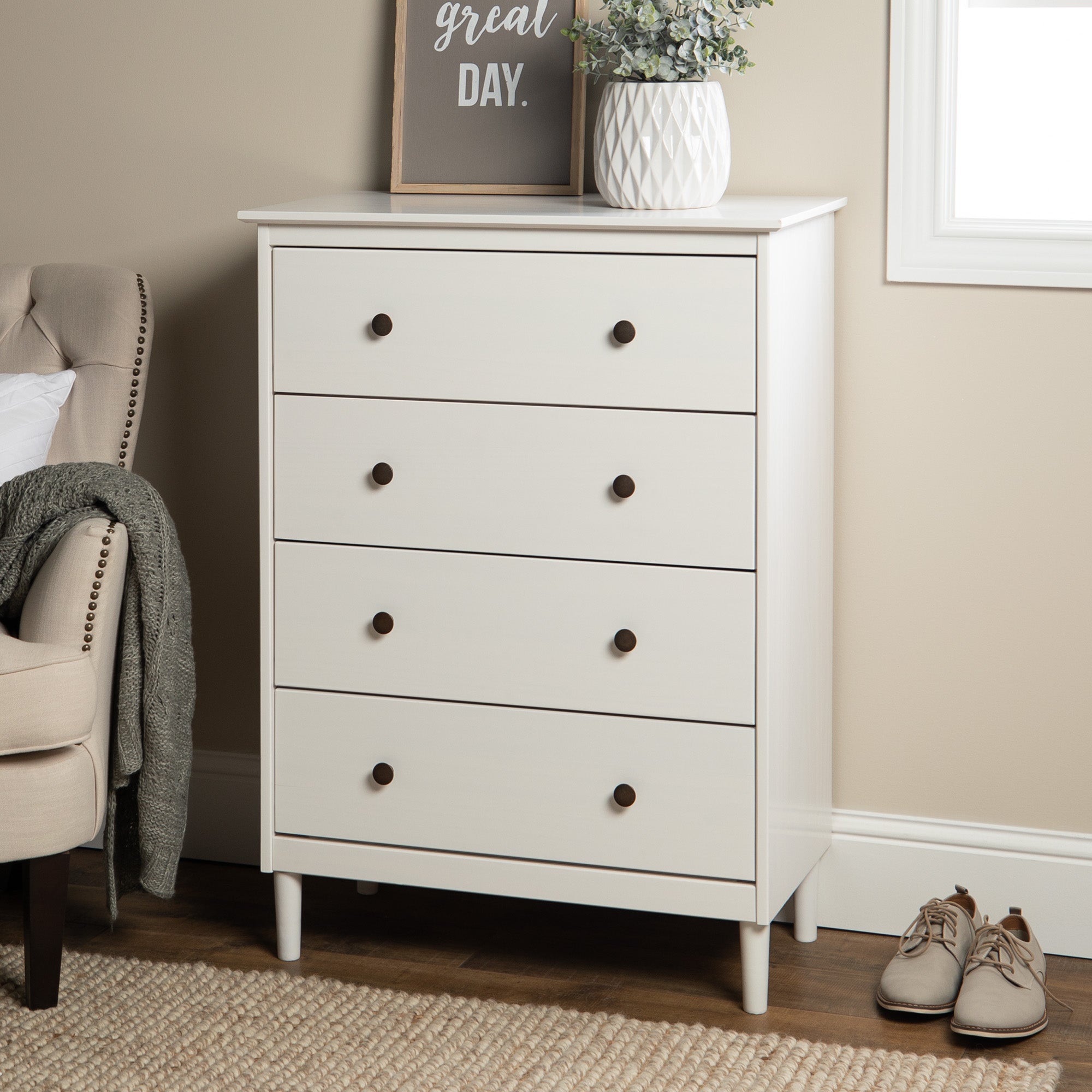 Bellamy Studios Jules 4-Drawer Solid Wood Dresser, White