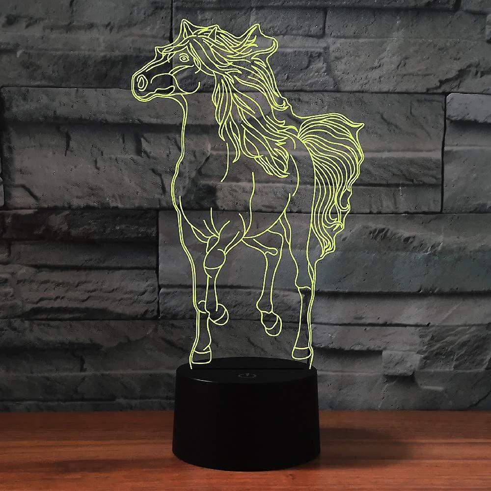 3d Gallant Horse Night Light 7 Color Change Led Table Desk Lamp Acrylic Flat Abs Base Usb Charger Home Toy Brithday Xmas Kid Children Gift