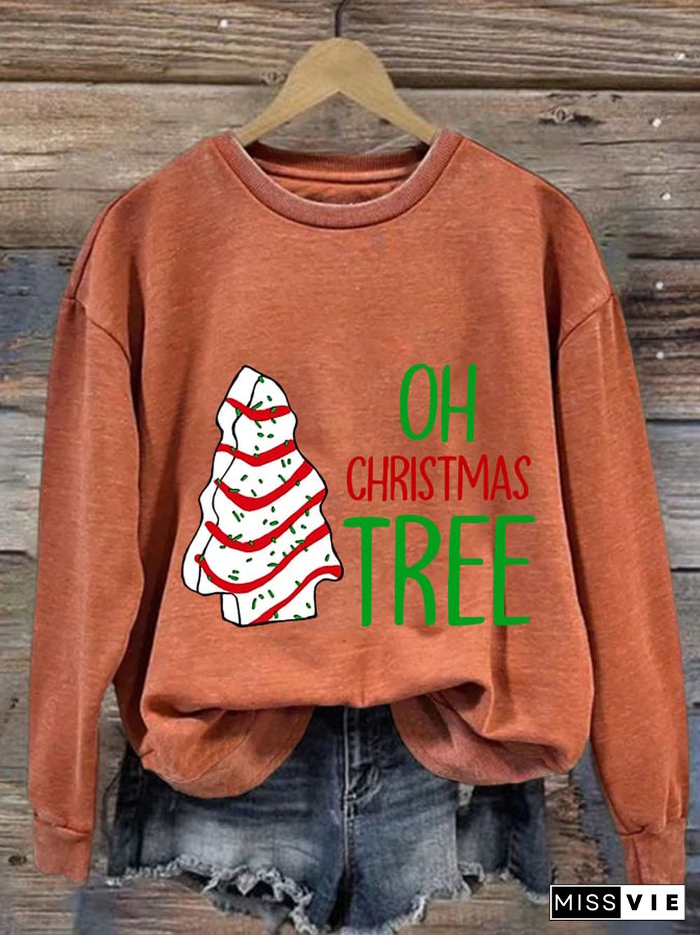 Women's Oh Christmas Tree Print Casual Sweatshirt