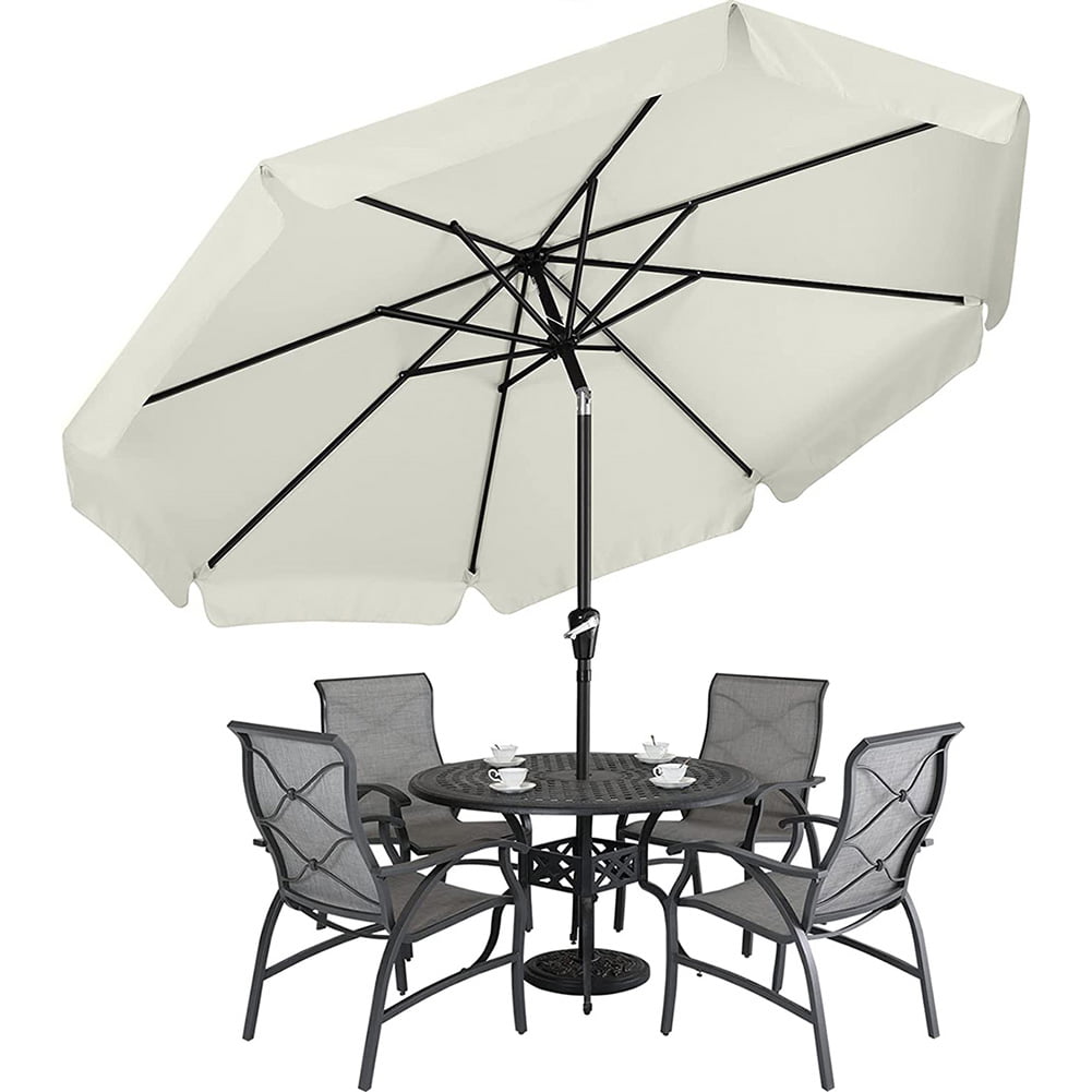 Outdoor table and chairs market 8 prong umbrella (9 feet, light beige)