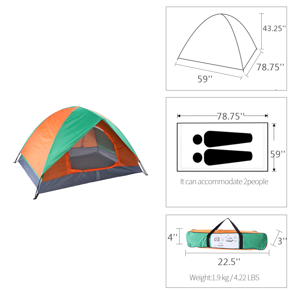 UBesGoo 2 Persons Camping Tent Automatic Pop up Tent Shelter Outdoor Multi-Color