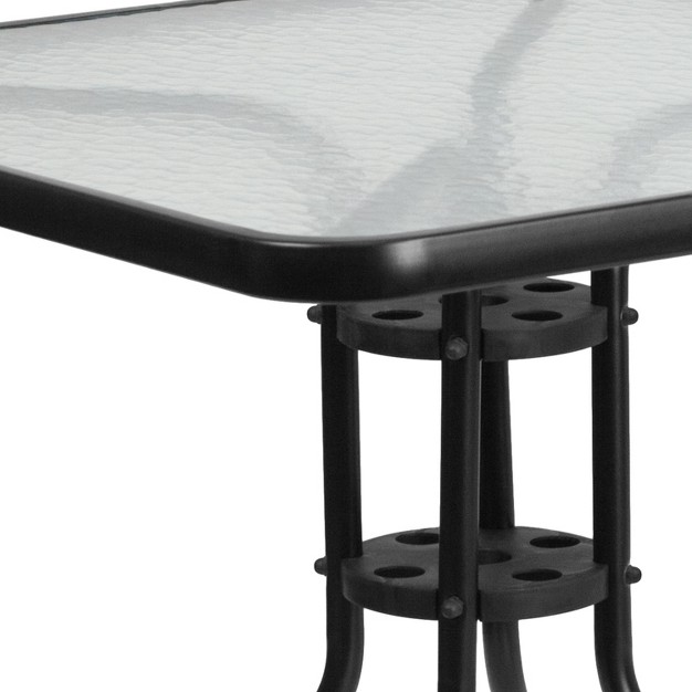 Square Tempered Glass Metal Table