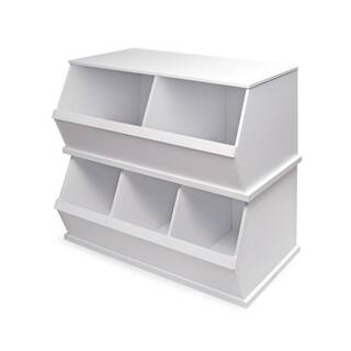 Badger Basket 37 in. W x 17 in. H x 19 in. D White Stackable 2-Storage Cubbies 97733