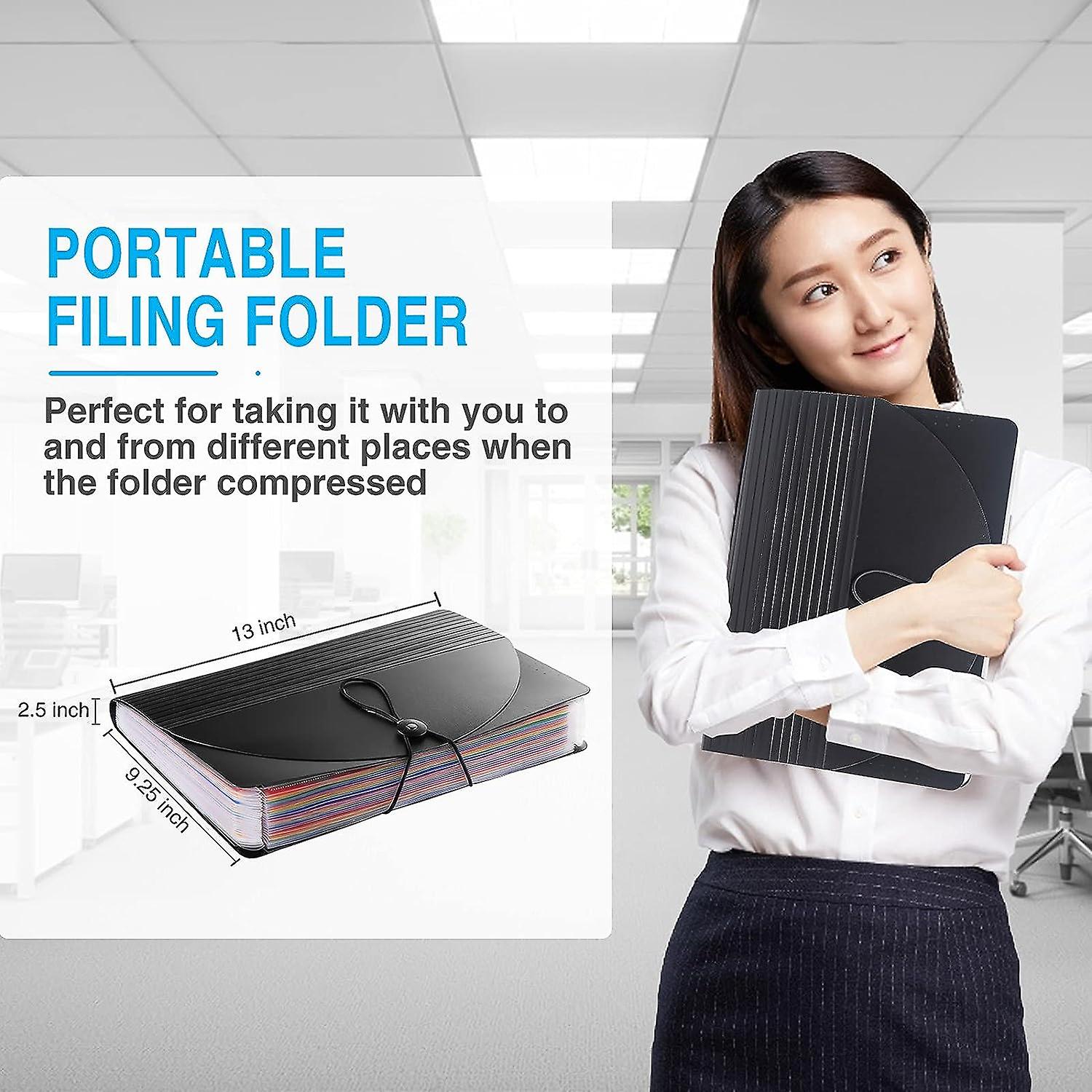 24 Pockets Expanding File Folder With Blank Labels， According File Organizer With Expandable Cover， Desktop Accordion Folders Letter A4 Paper Document