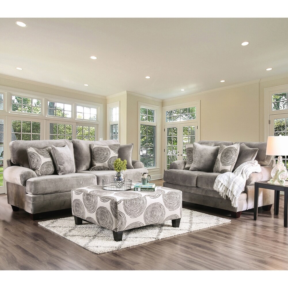 Jeta Transitional Microfiber Padded 2 Piece Living Room Set by Furniture of America