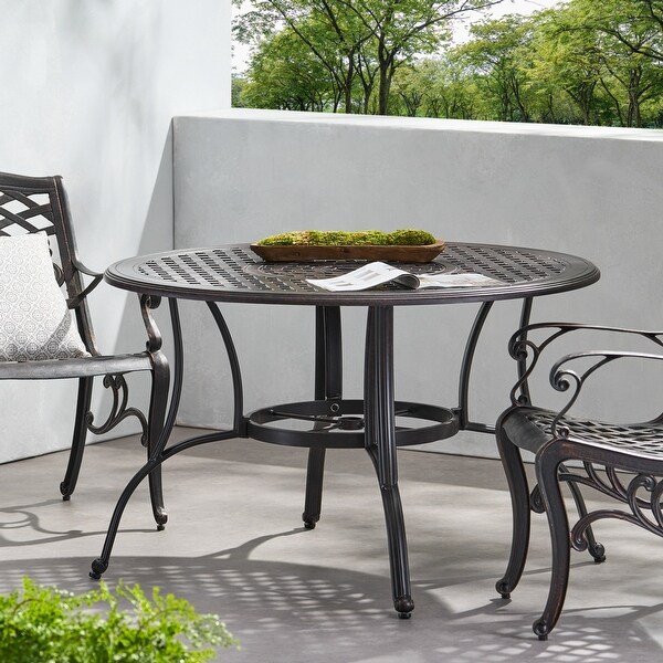 Outdoor Cast Aluminum Circular Dining Table，for Dining Room，Kitchen，Easy Assembly