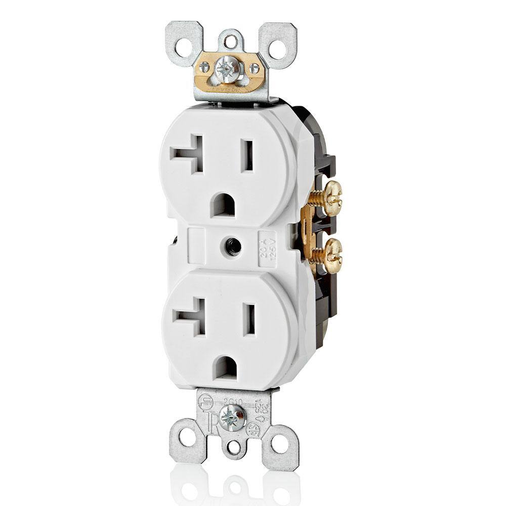 Leviton 20 Amp Residential Grade Self Grounding Tamper Resistant Duplex Outlet White R52-T5820-0WS