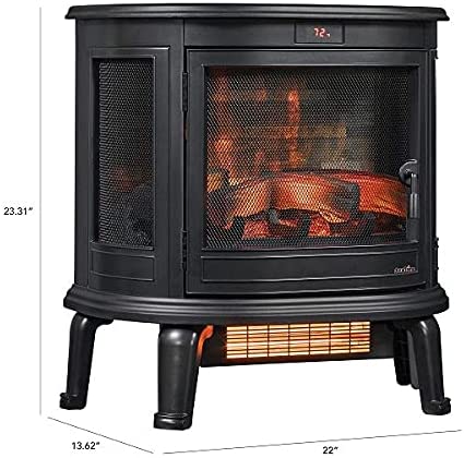 Duraflame Black Curved Front 3D Infrared Electric Fireplace Stove with Remote Control - DFI-7117-01