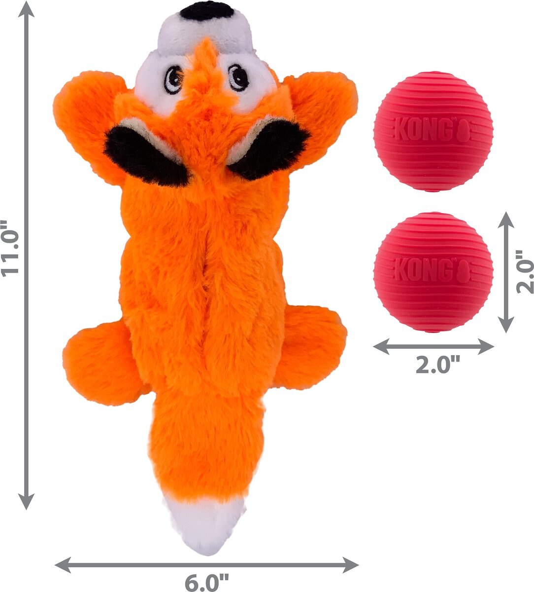 KONG Cozie Pocketz Fox Dog Toy， Orange