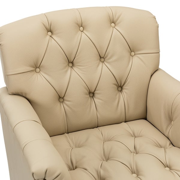 Wemer Transitional Genuine Leather Armchair with Button Tufted Back by HULALA HOME