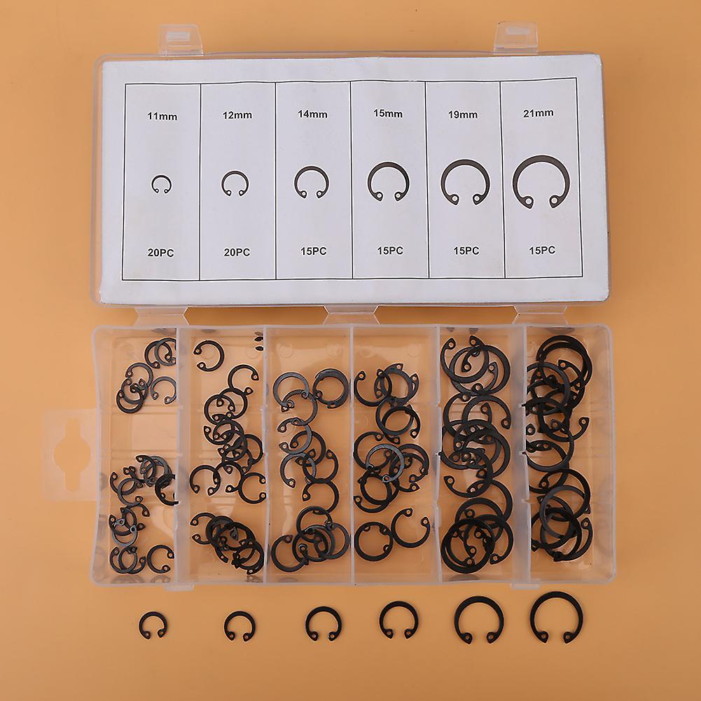 100pcs Snap Retaining Ring Circlip Assortment Set 11mm - 21mm 6 Sizes With Box