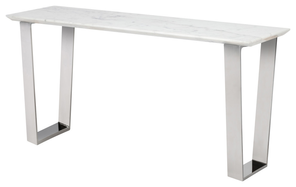 Giacomo Console Table white marble top polished stainless   Contemporary   Console Tables   by Virgil Stanis Design  Houzz