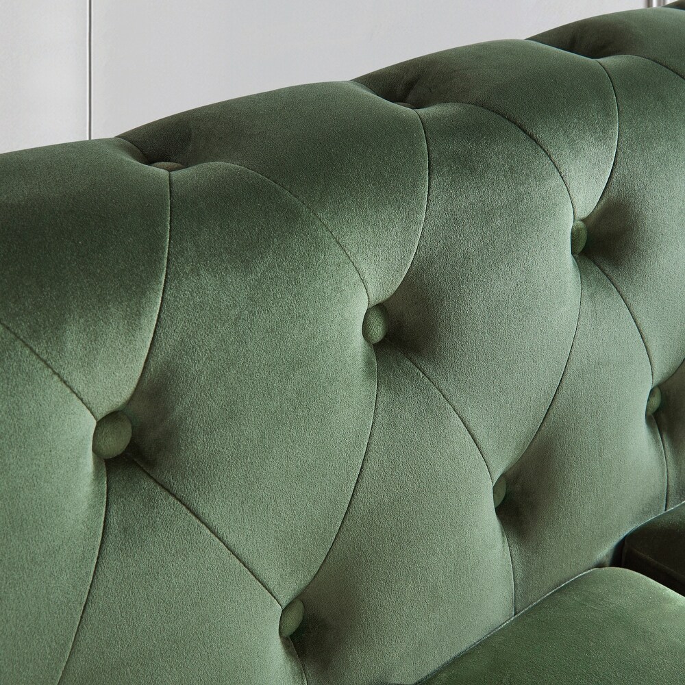 80 inch Tufted Fabric/Leather Chesterfield Sofa