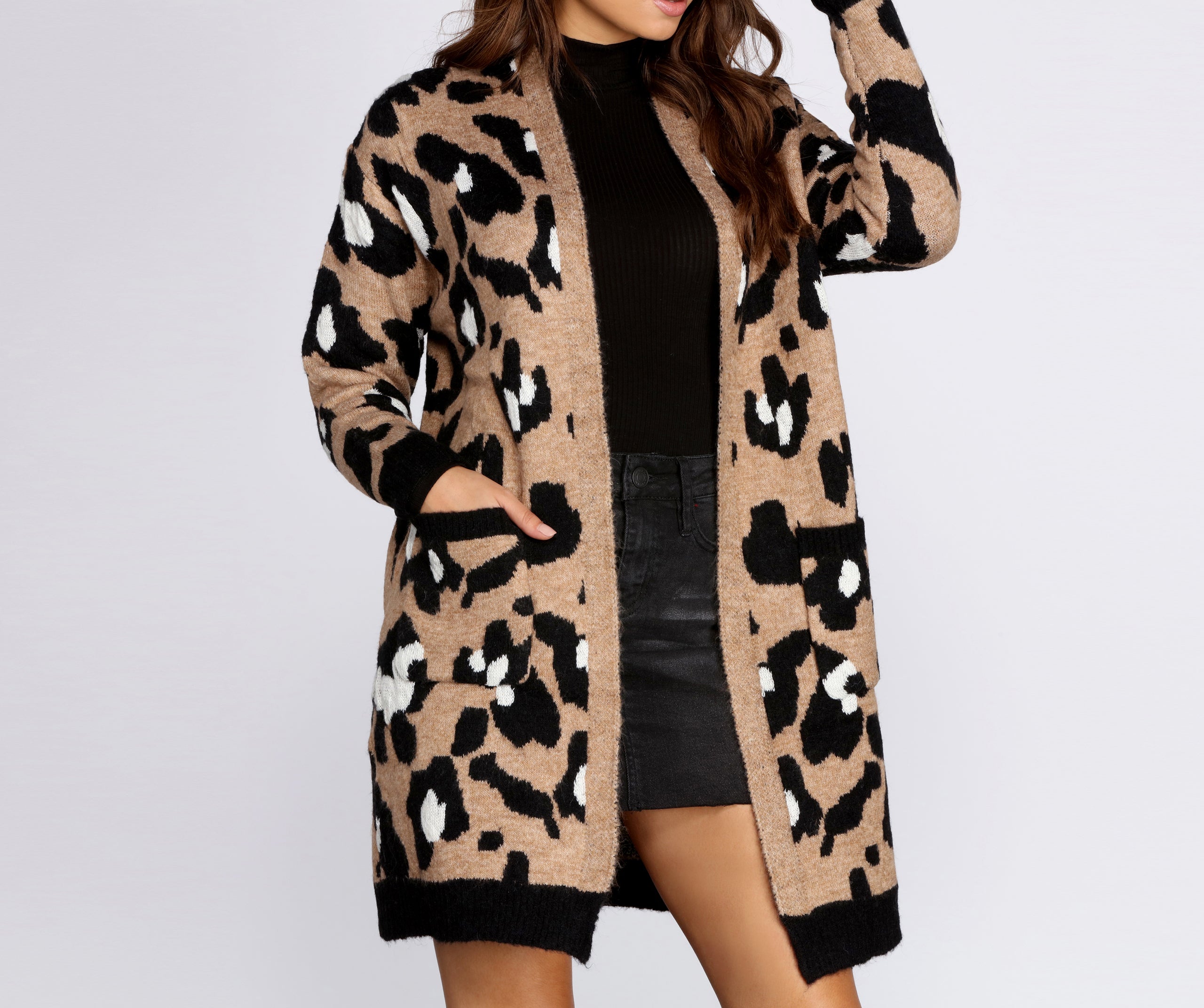 Long-Line Leopard Cardigan