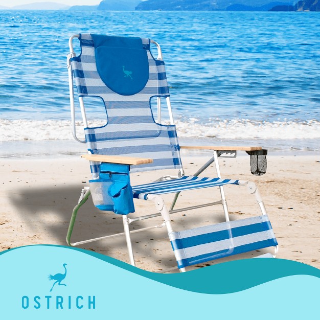 Ostrich Altitude 3n1 Lightweight Lawn Beach Reclining Lounge Chair W Footrest Outdoor Furniture For Patio Balcony Backyard Or Porch Blue Stripe