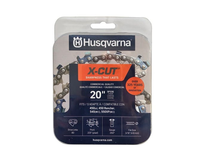 Husqvarna 20 Inch Chainsaw Chain X-Cut S93G Semi-Chisel 0.375 Inch 0.050 Gauge 581643604