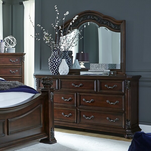 Messina Estates Cognac Dresser and Mirror - - 9614013