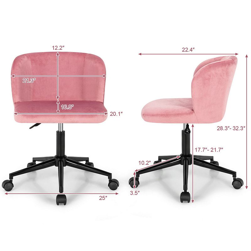 Velvet Leisure Office Chair with Adjustable Height