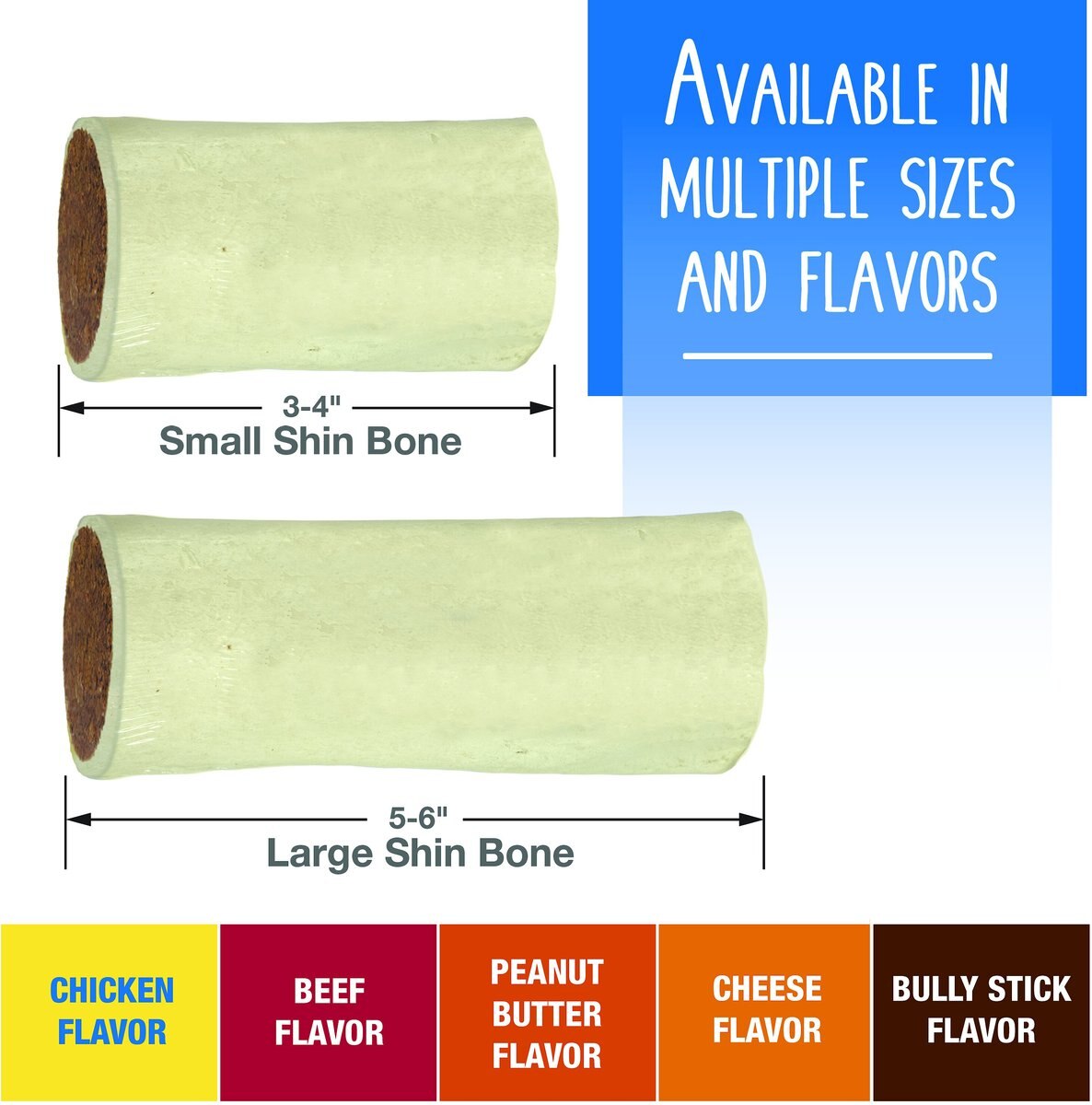 Cadet Peanut Butter Stuffed Shin Bull Stick Flavor Bone， Large