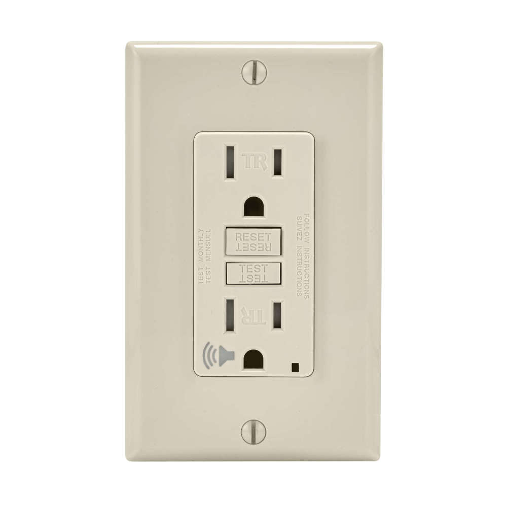 Leviton NEMA 5-15R Audible Outlet 15A 125V Light Almond ;