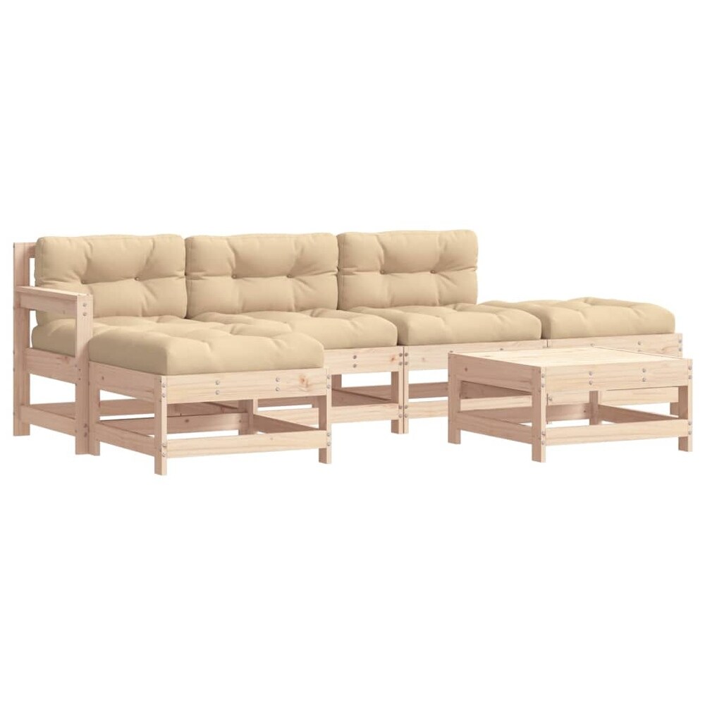 vidaXL 6 Piece Patio Lounge Set with Cushions Solid Wood   24.4\