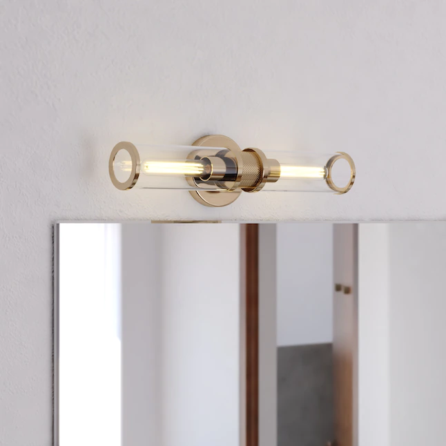 VAXCEL W0390 Levitt 19.25-in 2-Light Satin Brass Modern/Contemporary Vanity Light Bar