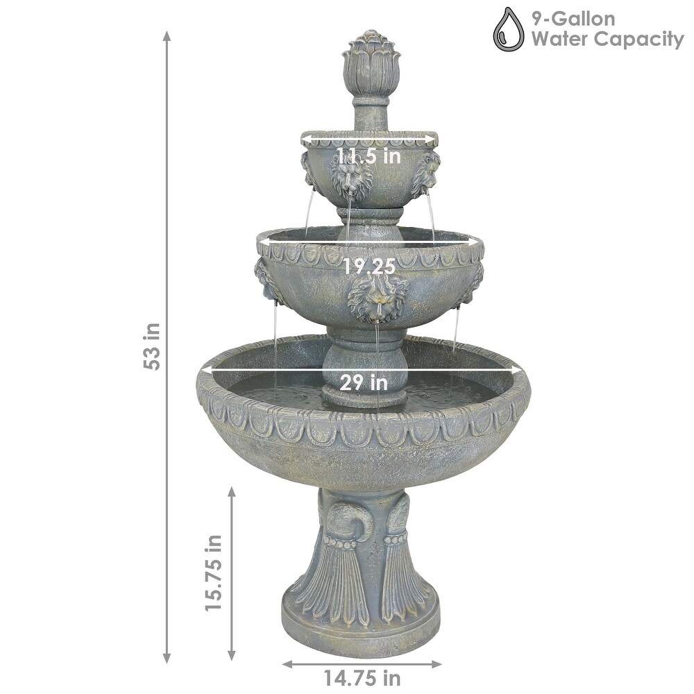 4 Tier Lion Head Outdoor Water Fountain Backyard Patio Feature   53\