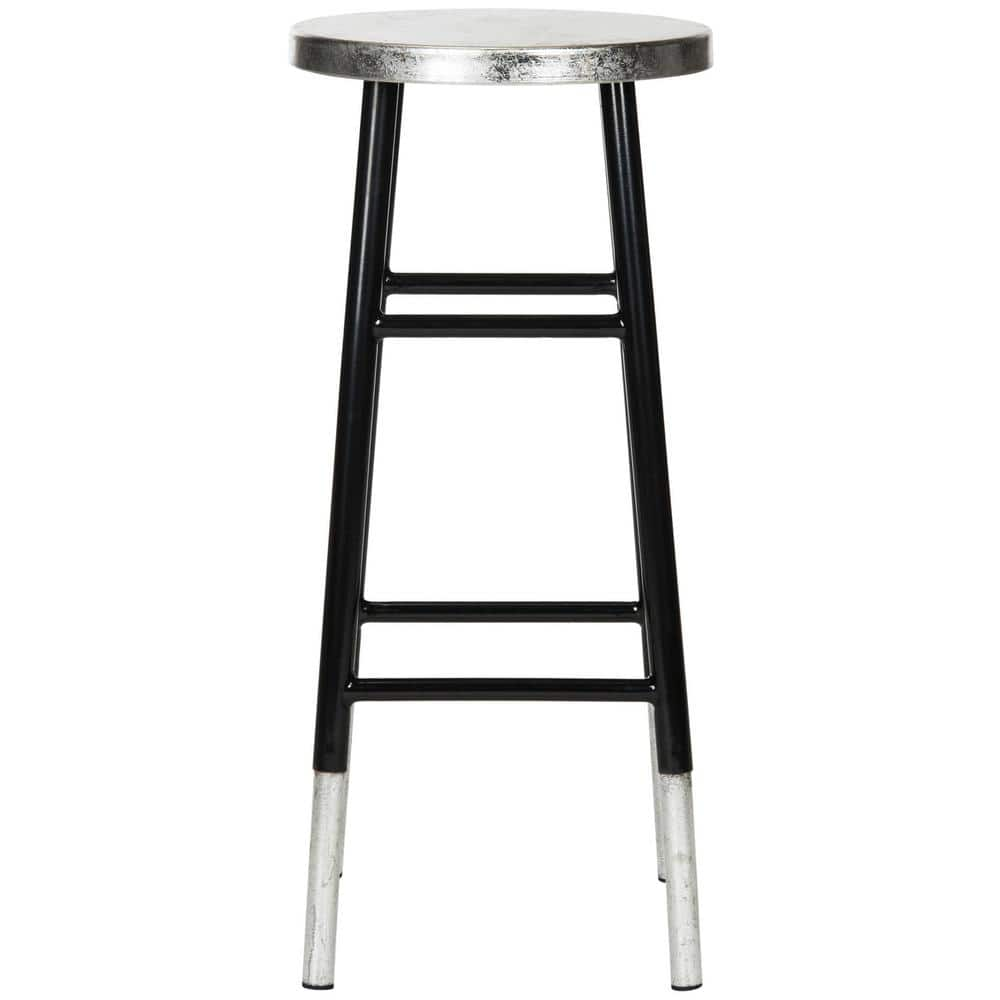 SAFAVIEH Kenzie 30 in. Black and Silver Bar Stool FOX3212A