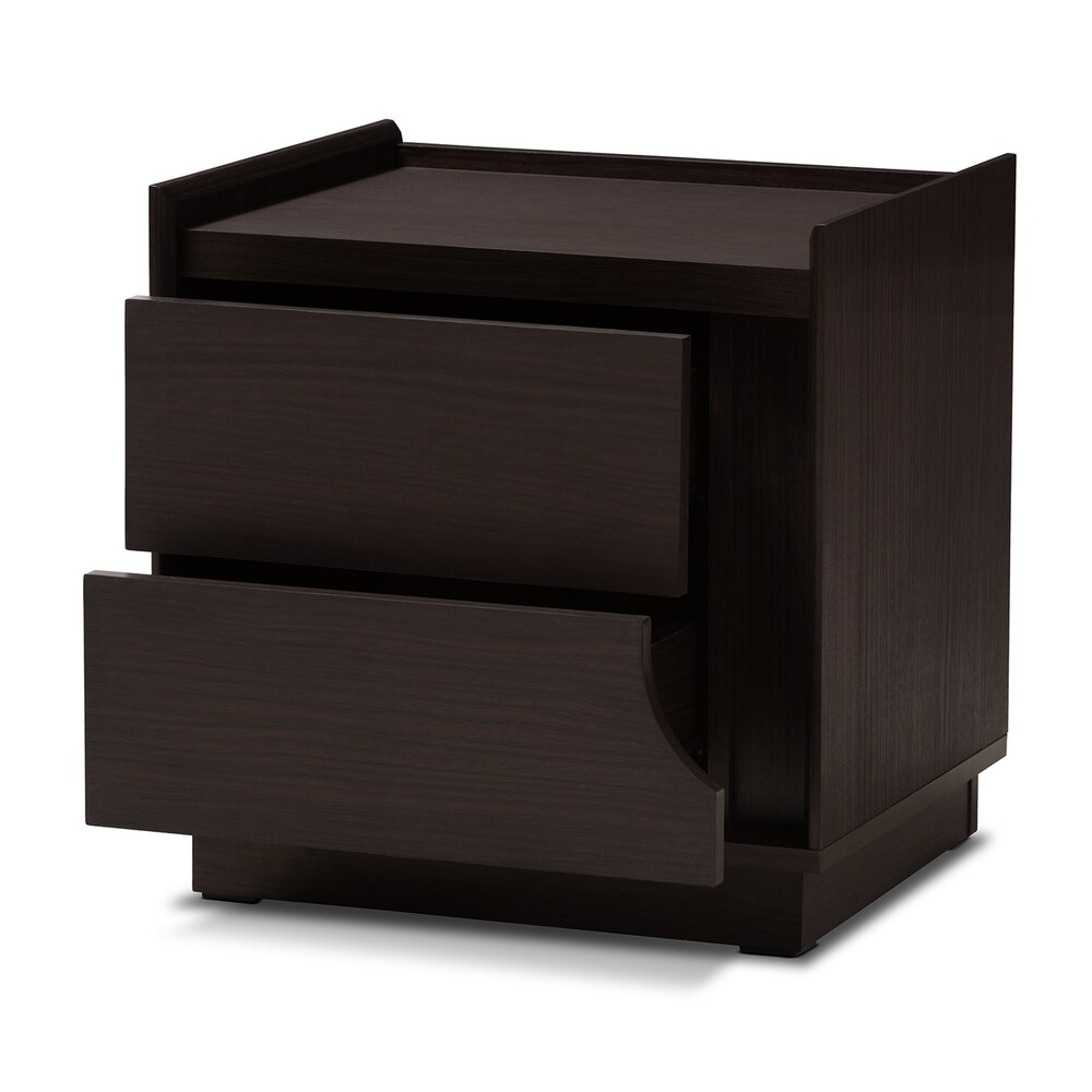 Contemporary Brown Finished 2 Drawer Nightstand by Baxton Studio